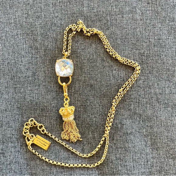 My Flat In London Brighton Crystal Gold Tone Charm Necklace With Crown Charm - Picture 1 of 6